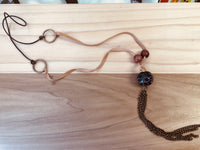 Wooden bead and chain necklace