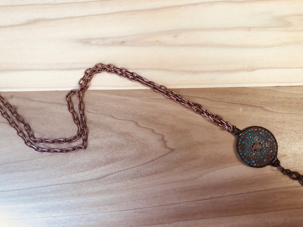 Copper chain w/ disk pendant