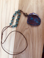 Agate on Leather necklace